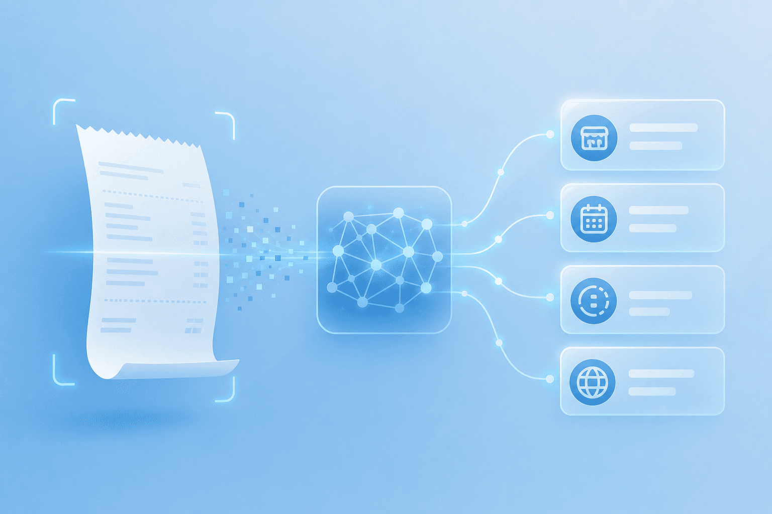 Illustrasjon av AI som analyserer en kvittering